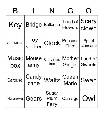 The Nutcracker & the Four Realms Bingo Card