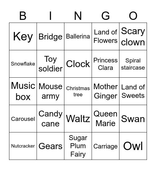The Nutcracker & the Four Realms Bingo Card