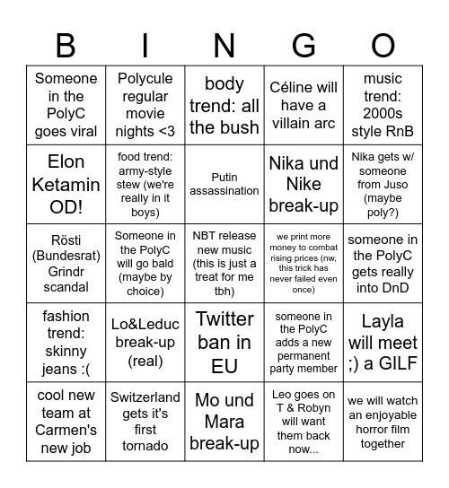2026 Bingo Card