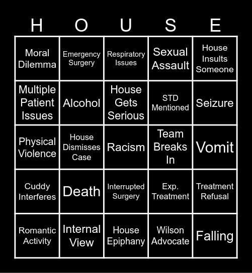 House MD Bingo Card