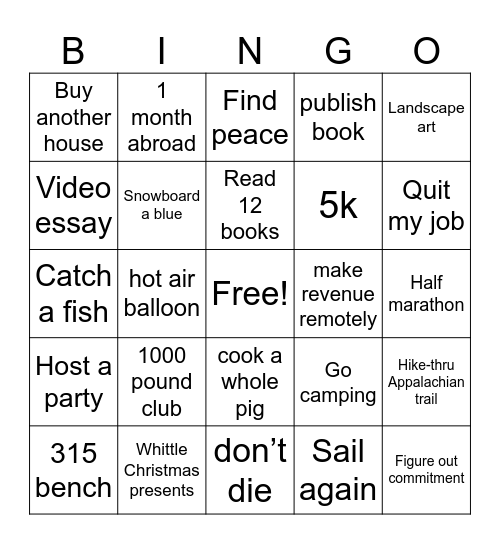 2026 Bingo Card