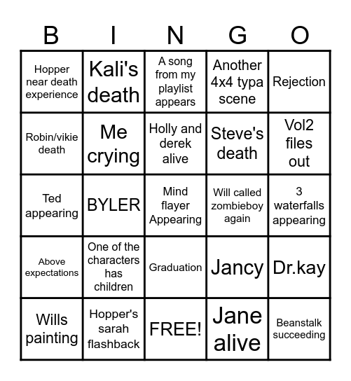 The rightside up Bingo Card