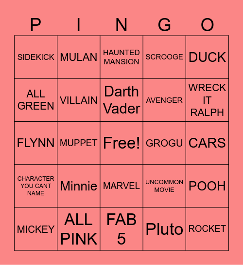 PINGO Bingo Card
