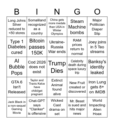 2026 Bingo (SCD) Bingo Card