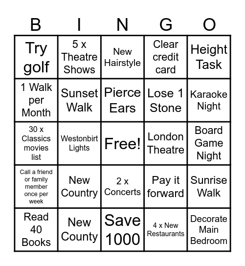 Kirsty's 2026 Bingo Card