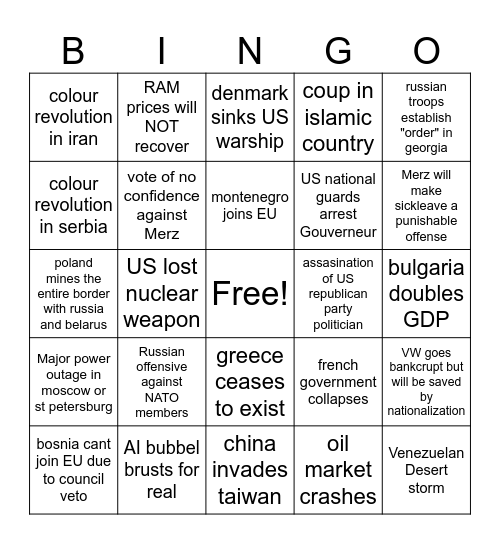 2026 Bingo Card