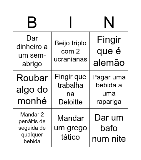 Bingo do Bairro dia 30 Pinto Sr Bingo Card