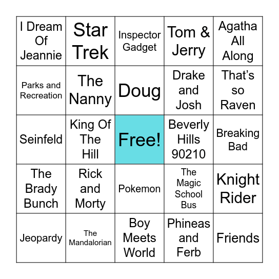 TV SHOWS Bingo Card