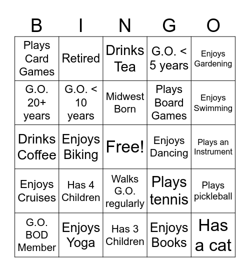 Happy New Year BINGO Card