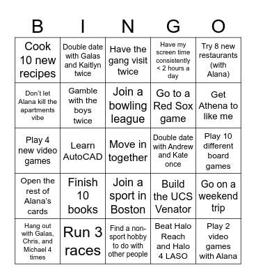 Kevin’s 2026 Bingo Card
