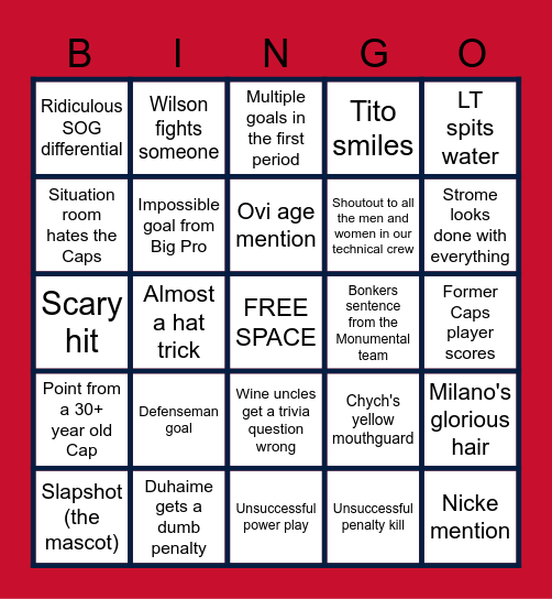 Capsblr Game Day Bingo Card