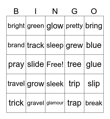 Consonant Cluster Bingo #2 Bingo Card