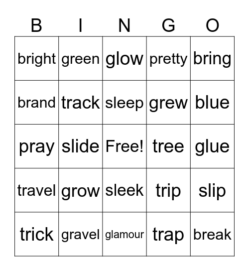 Consonant Cluster Bingo #2 Bingo Card