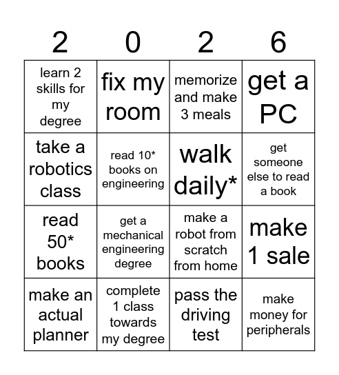 2026 Bingo Card