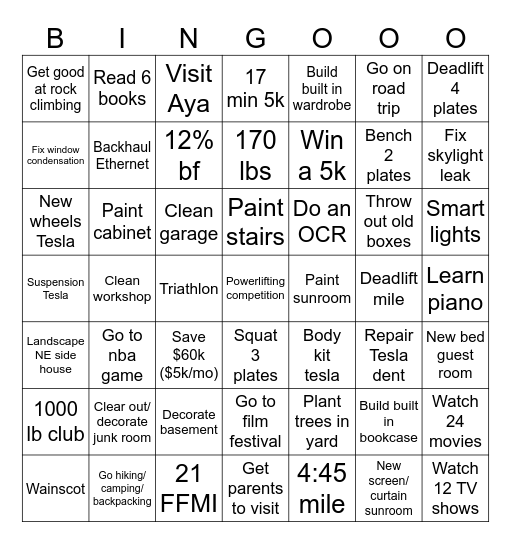 2026 Bingo Card
