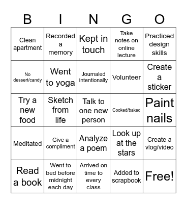 2026 Habit Bingo Card