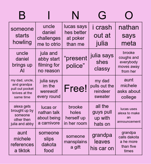 christmas bingo Card