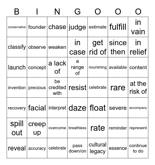 月考 Bingo Card
