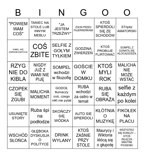 SYLWESTER GEJOWICE Bingo Card