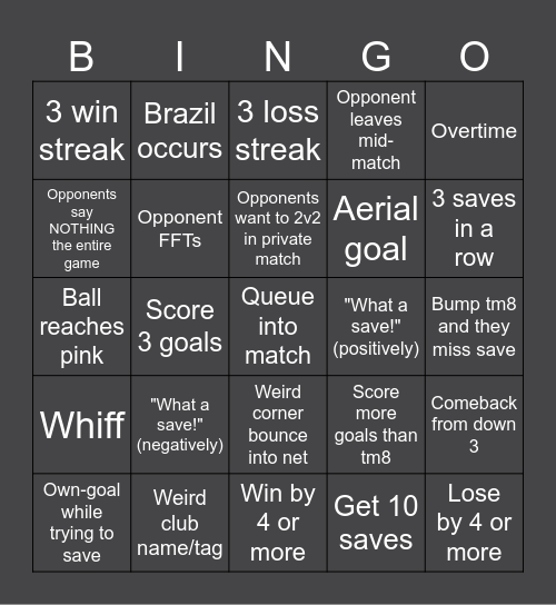Rocket League (heatseeker) Bingo Card