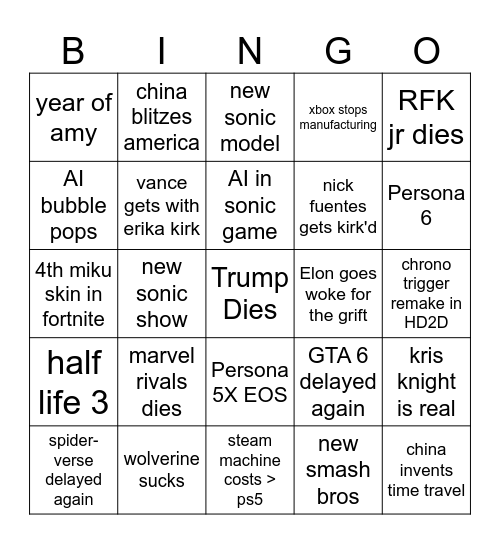 2026 bingo Card