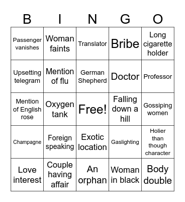Murder Mystery Bingo Card