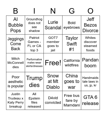 2026 Bingo Card