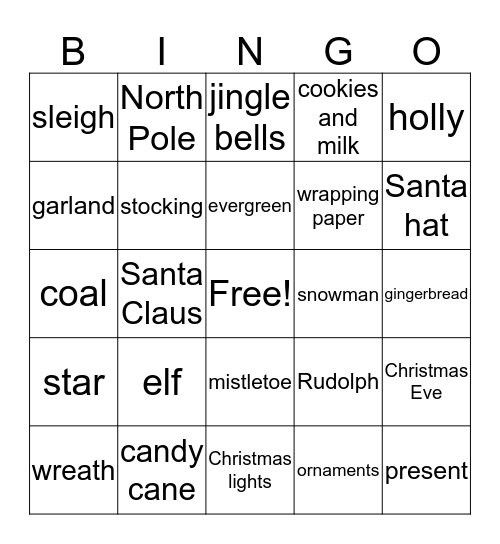 Christmas Bingo Card