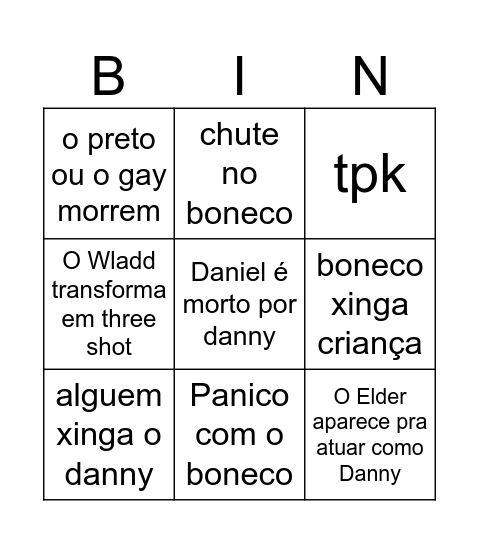 Bingo do danny Bingo Card