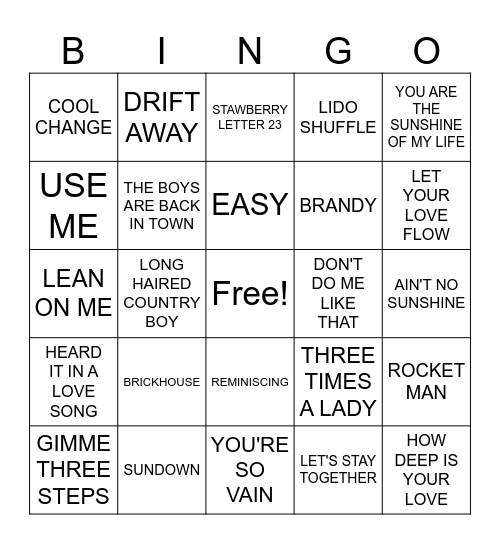 70s Bingo Card