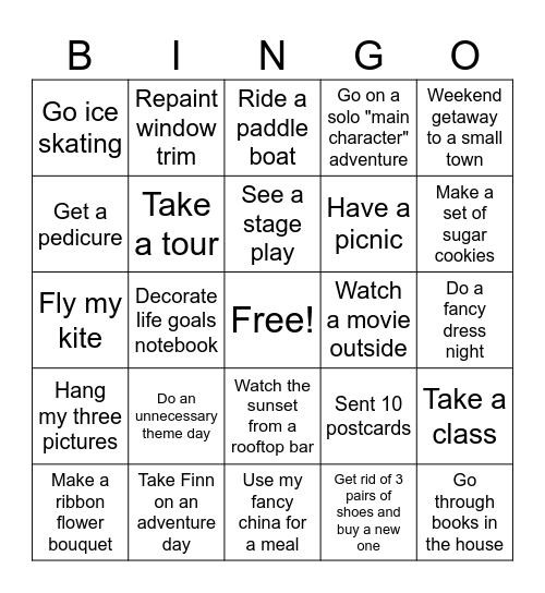 2026 Bingo Goals Board Bingo Card