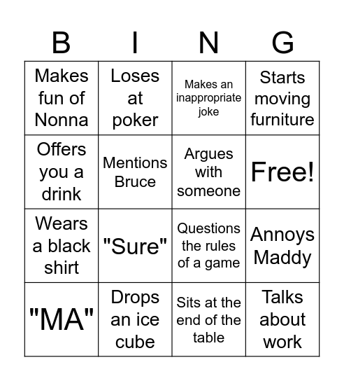 Gerry Bingo Card