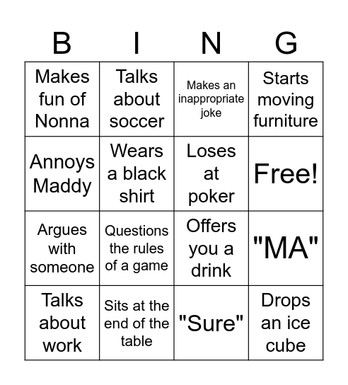 Gerry Bingo Card