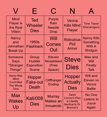 Stranger Things 5 Vol 2 Bingo Card