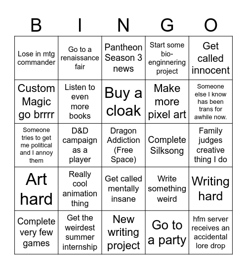 2026 Bingo Card Bingo Card