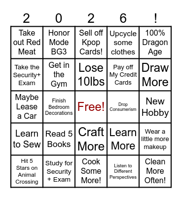 Lets GO! 2026 Bingo Card