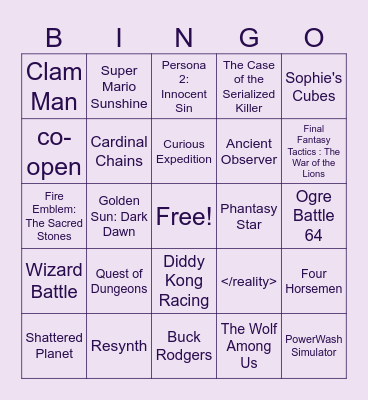 Backlog Bingo #4 Bingo Card
