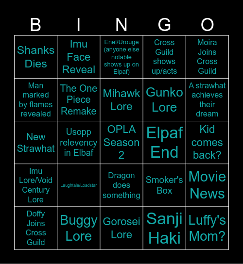 One Piece 2026 Bingo Card