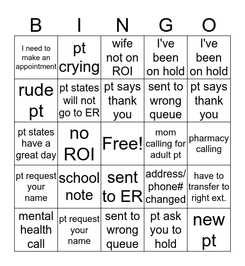 TRIAGE BINGO Card