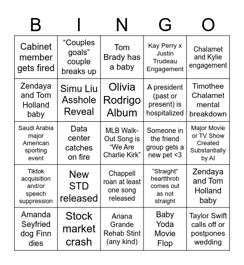 2026 Bingo Card