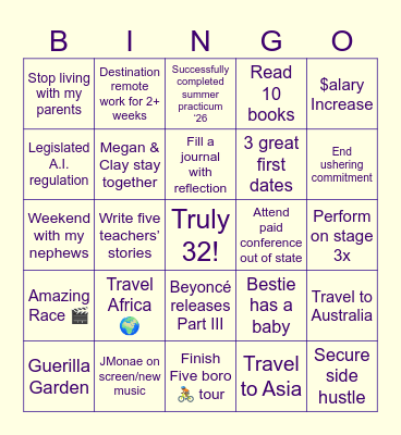 O’Sha’s 2026 Bingo Card