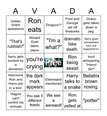 Harry Potter Marathon Watch Along x3 Bingo Card