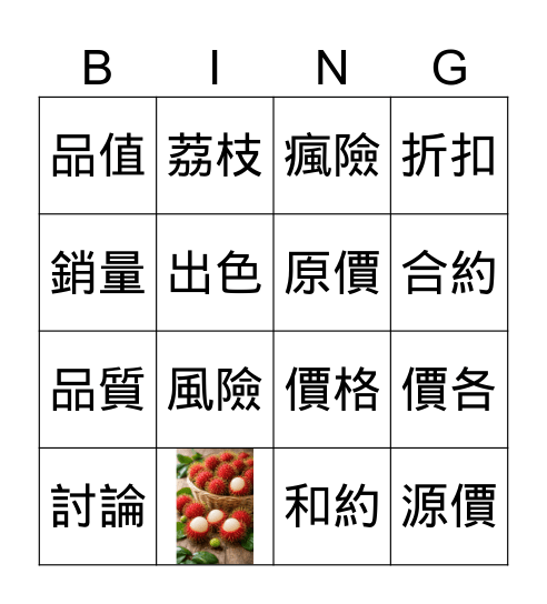 談判 Bingo Card