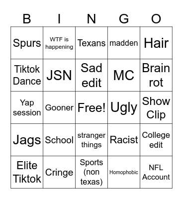 Dartzy Tiktok Bingo Card