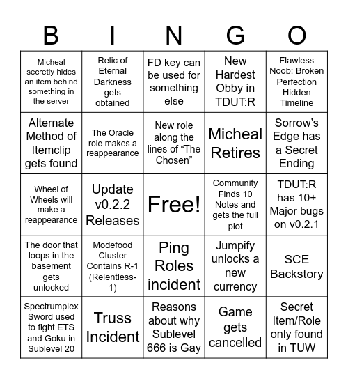 Worst EJT Server Bingo Card