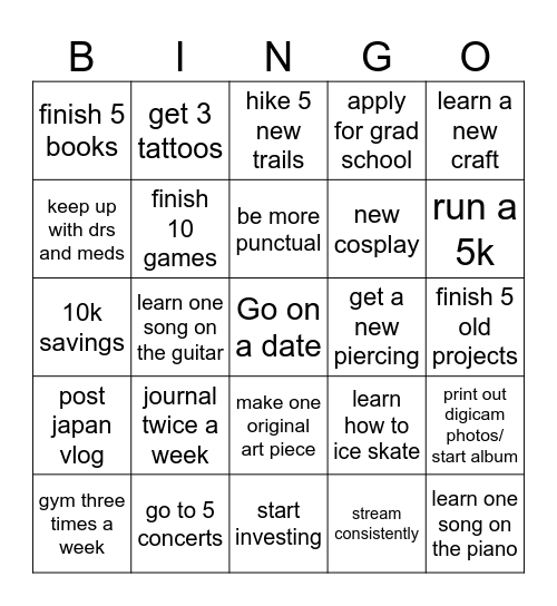 2026 Bingo Card