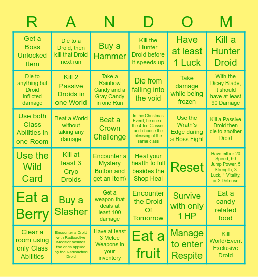 Randomly Generated Droids Bingo 2 Bingo Card