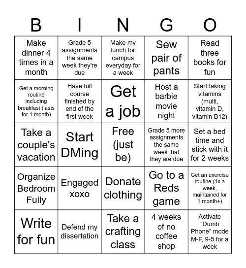 2026 New Years Bingo Card