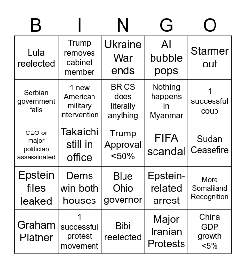 club bingo!!! Bingo Card