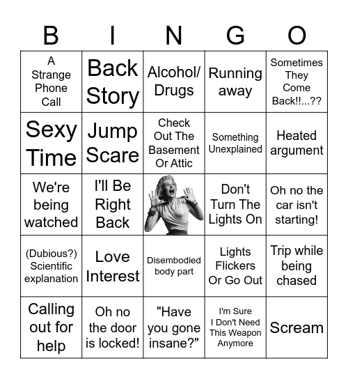 Scary Movie Bingo Card